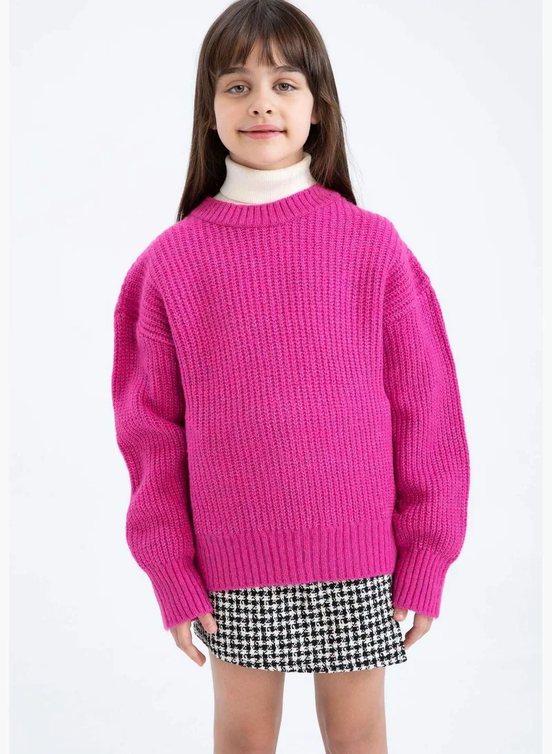 DeFacto Girl Crew Neck Long Sleeve Tricot Pullover