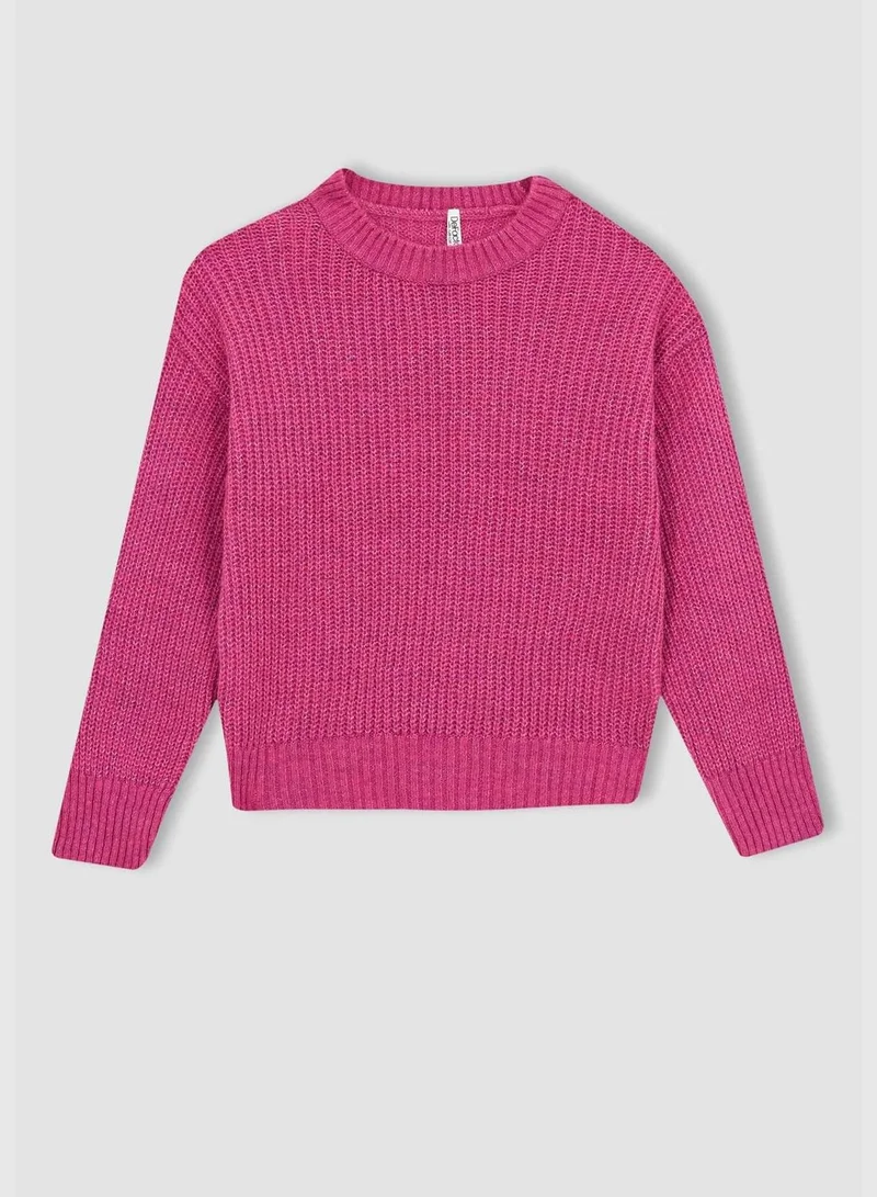 DeFacto Girl Crew Neck Long Sleeve Tricot Pullover