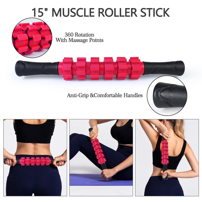 JOYENERGY 5 in 1 Foam Roller Set, Trigger Point Foam Roller Patented, Massage Stick, Massage Ball, Resistance Band for Deep Muscle Massage Pilates Yoga, Fitness Exercise for Whole Body - Image 3