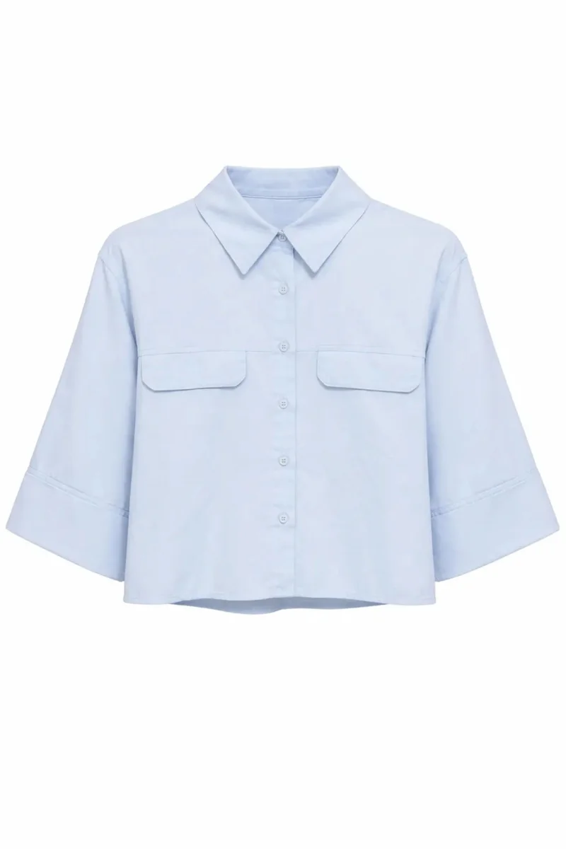 Mixray Mixray Short Sleeve Crop Poplin Shirt