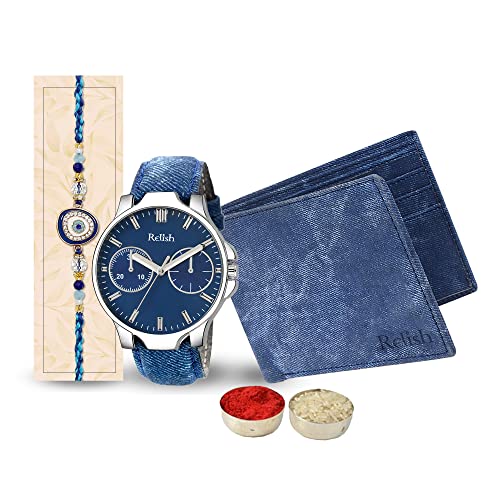 Relish Analog Watch, Wallet, Rakhi, Roli-Chawal | Rakhi Gift for Brother | Rakshabandhan Gift Combo Set - Image 1