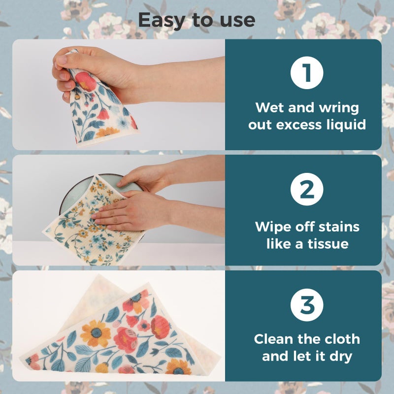 wlich Swedish Dishcloths, 10PCS Reusable Soft Kitchen Towels Dish Cloths Set with Clips, Non-Scratch Dish Rags for Washing Dishes, Washable Swedish Dish Cloths for Kitchen, No Odor(Plant) - Image 5