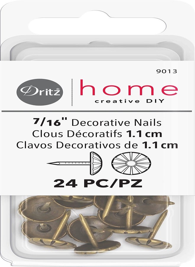 Dritz Home 9013 Daisy Decorative Nails, 7/16-Inch, Antique Brass (24-Piece) - Image 1