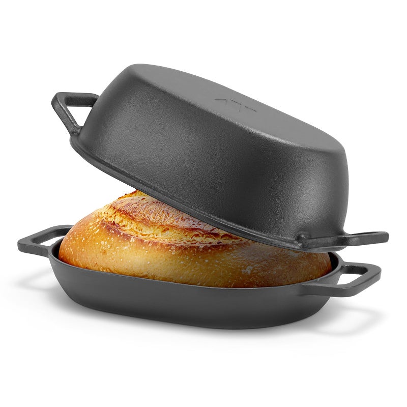 Northriver Casting 12"x8" Oval Cast Iron Dutch Oven for Bread Bakingï¼ŒPre-Seasoned Combo Cooker with Lid, Perfect for Sourdough, Artisan Loaves & Family Meals,5 Qt - Image 1