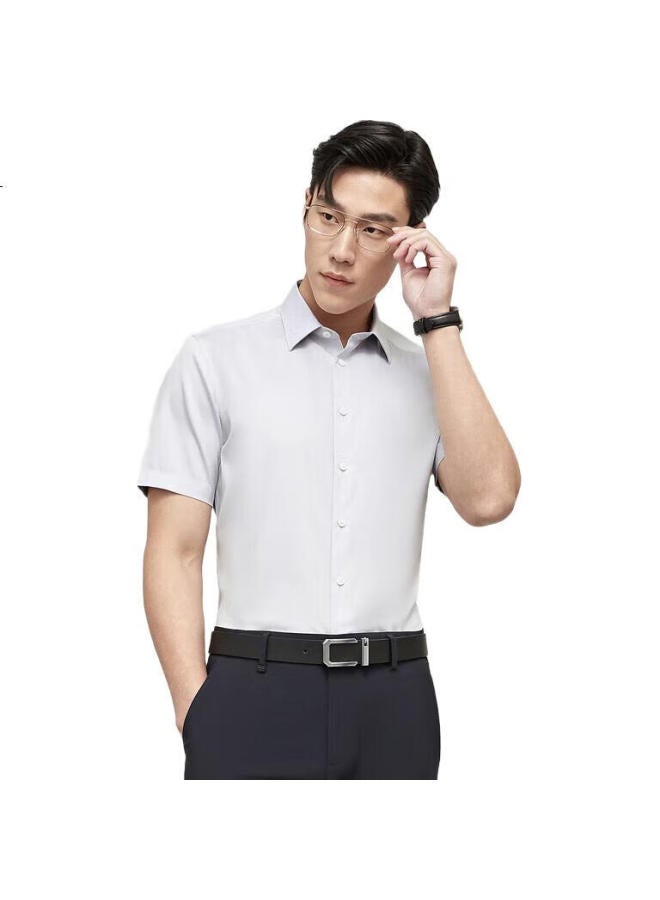 YOUNGOR Men'S Shirt Summer Youth Business, Easy-Care, High-Woven High-End Short-Sleeve Shirt, Light Gray, Size 40 - Image 3