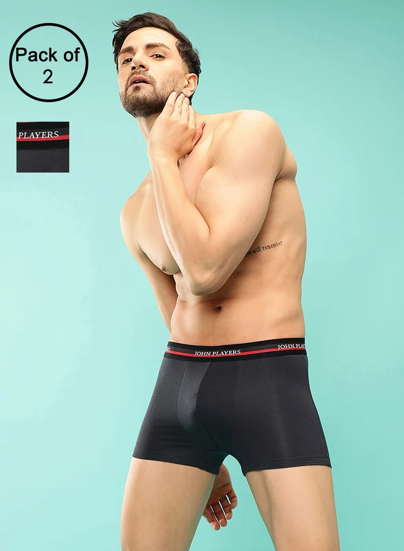 جون بلاير John Players Pack of 2 Classic Cotton Trunks in Dark Grey