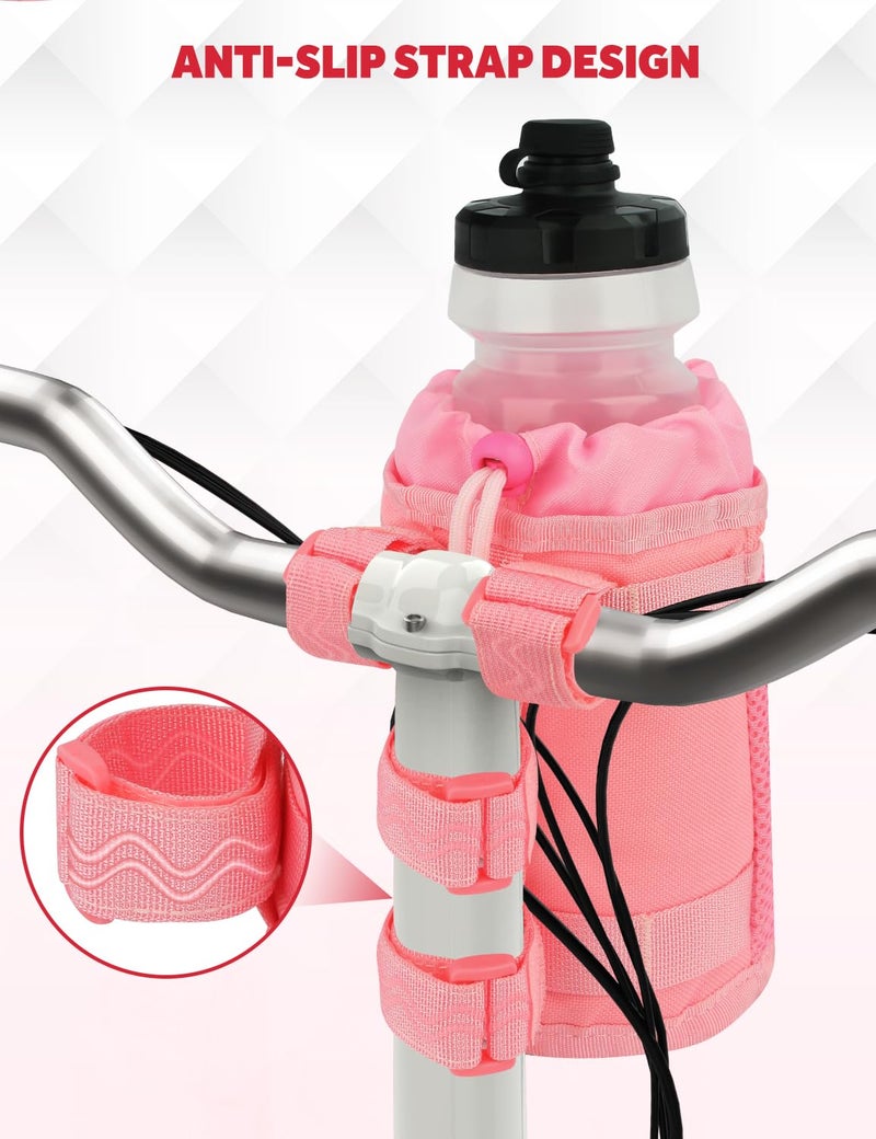 WUVOP Bike Cup Holder, Water Bottle Holder Handlebar for Bike with Mesh Pockets, Universal Fabric Bicycle Water Bottle Drink Cup Cage for Cruiser Bikes, Scooter, Mountain MTB, Stroller, Wheelchair, Boat - Image 3