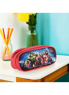 Kuber Industries Kuber Industries Pack of 2 Pencil Pouch | Multi-Purpose Travel Pouch | Multi Utility Stationery Pouch | 2 Compartments Geometry Box | Lightweight Storage Pouch | Marvel Avengers | Red  - Image 2