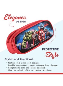 Kuber Industries Kuber Industries Pack of 2 Pencil Pouch | Multi-Purpose Travel Pouch | Multi Utility Stationery Pouch | 2 Compartments Geometry Box | Lightweight Storage Pouch | Marvel Avengers | Red  - Image 4