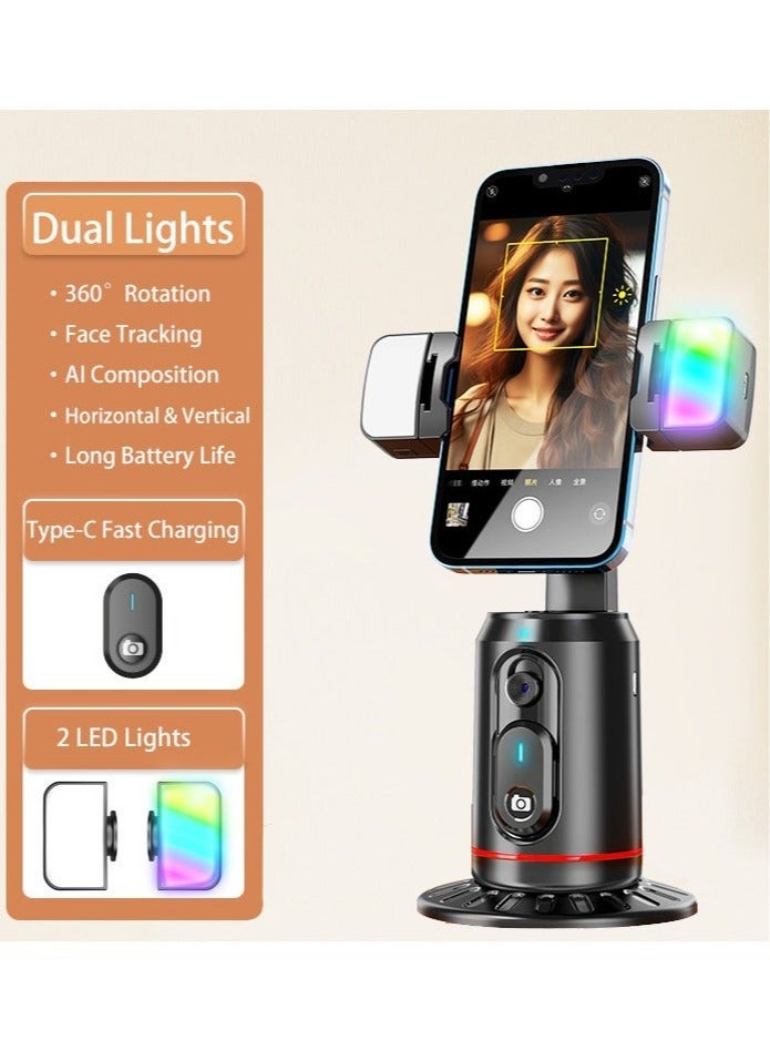 360° Rotating Auto Face Tracking Tripod with Phone Holder, Remote Control, No App Required, Gesture Control Supported, Portable Moving Tripod for Vlog Live Streaming, Video Recording, and Shooting - Image 1