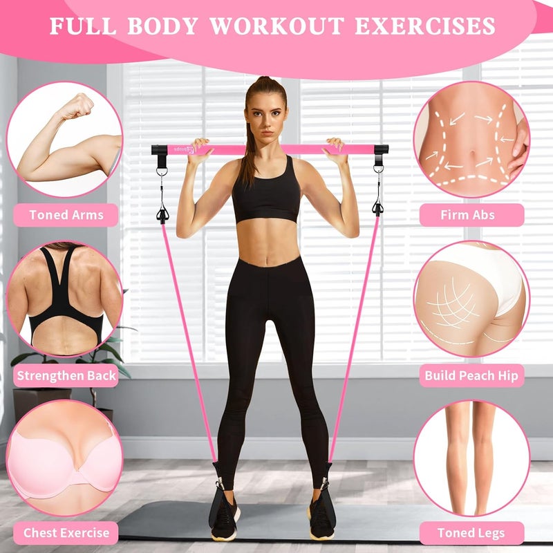 Bbtops Pilates Bar Kit with Resistance Bands,Pilates Bar with Stackable Bands Workout Equipment for Legs,Hip,Waist and Arm,Exercise Fitness Equipment for Women & Men Home Gym Yoga Pilates - Image 5