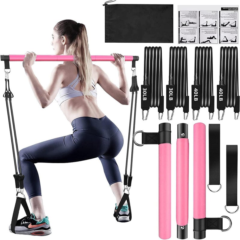 Bbtops Pilates Bar Kit with Resistance Bands,Pilates Bar with Stackable Bands Workout Equipment for Legs,Hip,Waist and Arm,Exercise Fitness Equipment for Women & Men Home Gym Yoga Pilates - Image 1