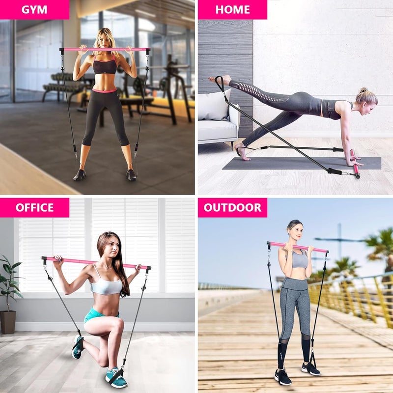 Bbtops Pilates Bar Kit with Resistance Bands,Pilates Bar with Stackable Bands Workout Equipment for Legs,Hip,Waist and Arm,Exercise Fitness Equipment for Women & Men Home Gym Yoga Pilates - Image 4