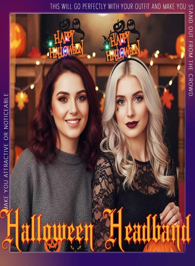 ايفينت طوق رأس مضيء للهالوين من إيرنت، مزود بإضاءة LED سوداء على شكل شبح وخفاش، طوق شعر متوهج، زينة لحفلات الهالوين، إكسسوارات شعر للنساء - Image 4