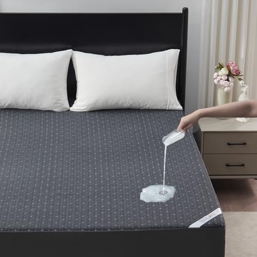 BEDLORE Queen Mattress Protector, Waterproof Noiseless Mattress Cover with Deep Pocket for 6-18 inches Mattress, Soft Breathable Mattress Pad Machine Washable (Dark Gray) - Image 1