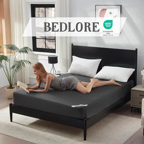 BEDLORE Queen Mattress Protector, Waterproof Noiseless Mattress Cover with Deep Pocket for 6-18 inches Mattress, Soft Breathable Mattress Pad Machine Washable (Dark Gray) - Image 3