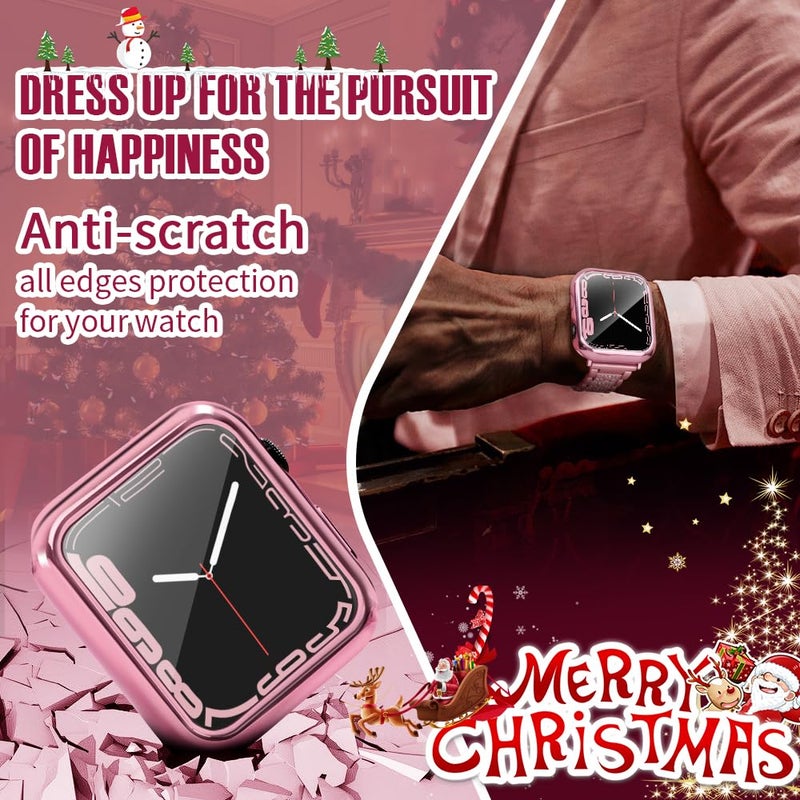 top4cus 38mm Case Soft Lightweight Anti-Scratch All Around Protective 38mm Iwatch Waterproof Cover Shiny Workout Shockproof Bumper Screen Protector Compatible with Apple Watch Series 3/2/1 - Pink - Image 4