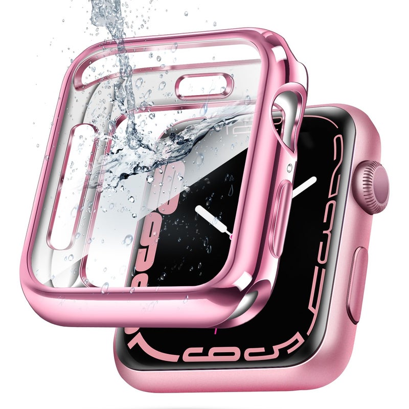 top4cus 38mm Case Soft Lightweight Anti-Scratch All Around Protective 38mm Iwatch Waterproof Cover Shiny Workout Shockproof Bumper Screen Protector Compatible with Apple Watch Series 3/2/1 - Pink - Image 1