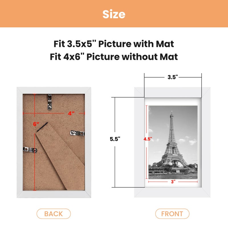 أبس سيمبلز upsimples 4x6 إطار الصورة مجموعة من 10 صور عرض 3.5 × 5 مع حصيرة أو 4x6 بدون حصيرة إطارات متعددة الصور ملصقة للجدار أو الطاولة مع عرض أبيض - Image 5