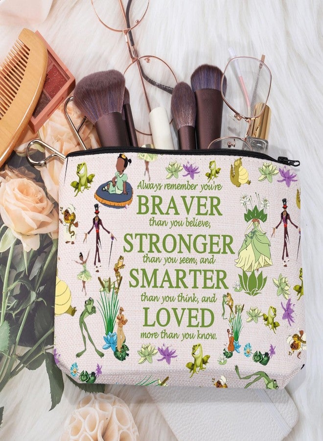 MEIKIUP Frog Makeup Bag Frog Travel Cosmetic Bags You are Braver Stronger Smarter Than You Think Zipper Pouch (Frog-P Always Bag) - Image 2