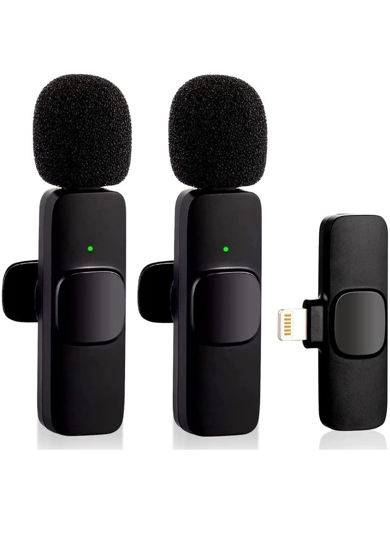 ELTRAZONE Wireless Microphone for iPhone iPad- Plug-Play Wireless Lavalier Mic with 2 Microphone for Phone Video Recording- Interview- Vlog- Auto Sync and Noise Reduction- 2.4G, Black  - Image 1