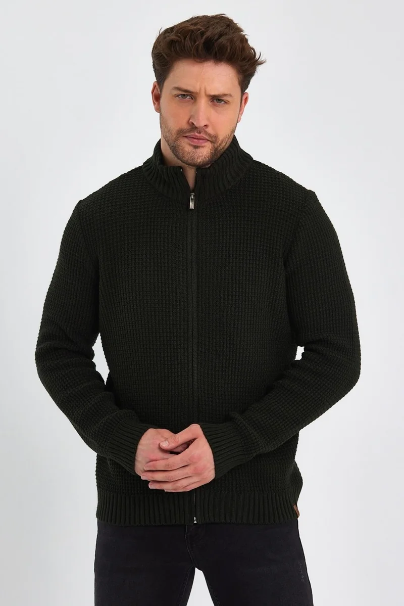 الكسندر جاردي Turtleneck Zippered Knit Cardigan (E22-5714)