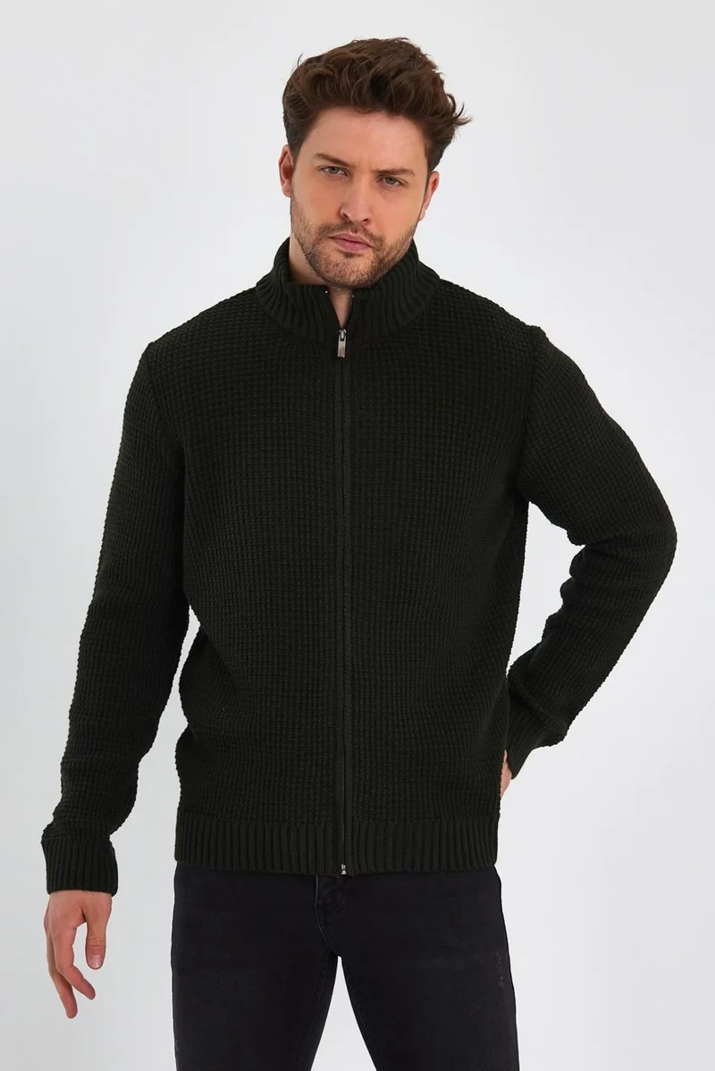 الكسندر جاردي Turtleneck Zippered Knit Cardigan (E22-5714)
