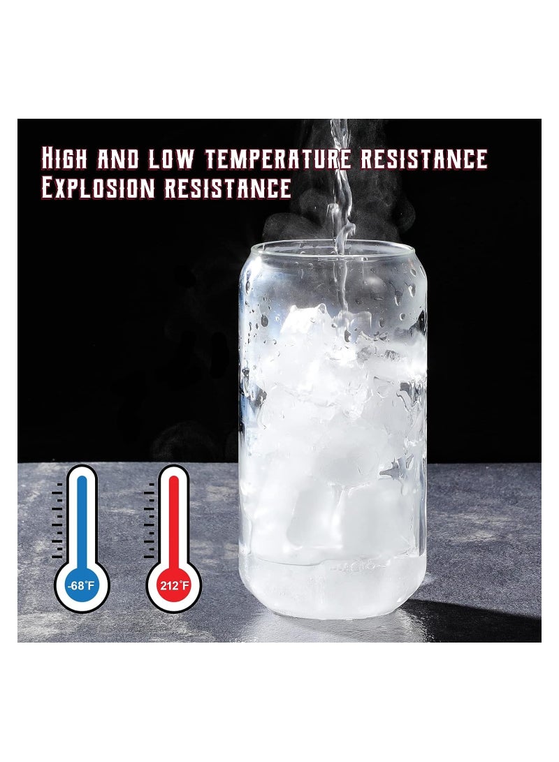 Eworld 12pcs Glassware Set Featuring 16oz Can Shaped Glass Cups with Bamboo Lids, Glass Straw, and 2 Cleaning Brushes Perfect for Iced Coffee, Cocktails, and another Beverage. - Image 5