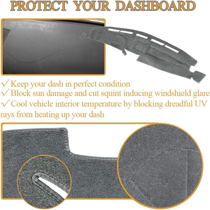 AKMOTOR Dash Cover Mat for Ford F150 F250 F350 Pickup Truck (1992-1996) - Gray - Image 4