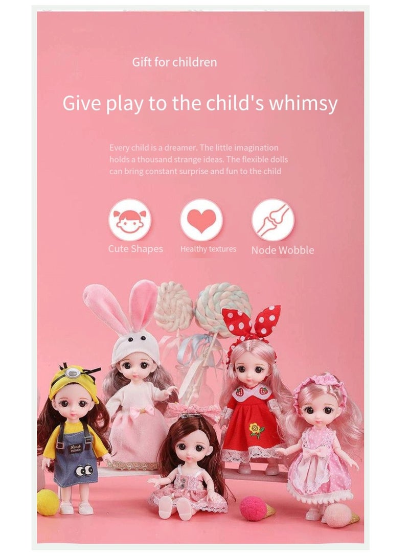 17 cm small doll princess gift box set children's girl clothes changeable dress-up Fashion Dolls Collection Set, 5 Pieces with Different Outfits, Pink Gift Box Girl gift (sweet)  - Image 3