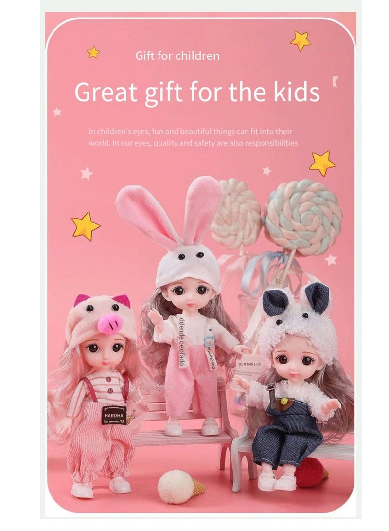 17 سم دمية صغيرة الأميرة هدية مربع مجموعة ملابس أطفال للفتيات قابلة للتغيير مجموعة مجموعة دمى الموضة ، 5 قطع مع ملابس مختلفة ، هدية وردية هدية للفتاة (حلو) - Image 3