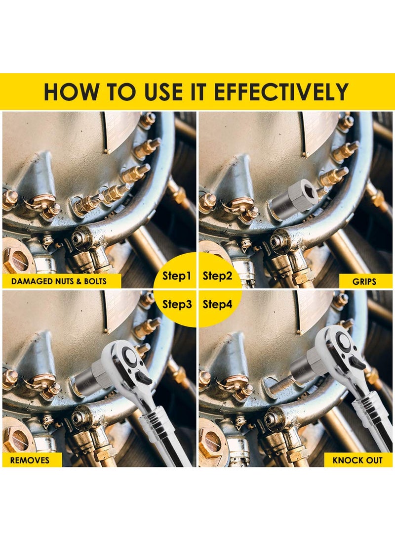Topec Topec 5-Piece Heavy Duty Nut Bolt Remover set, 1/2” Drive Impact Extractor Set, Perfect Tool Kit for Removing Stripped, Damaged, Rounded off and Rusted Bolts & Nuts, and Shorter Profile Lug Nuts  - Image 5