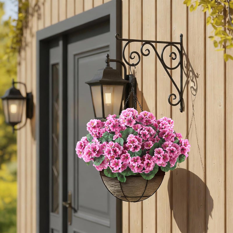 GLIDLION 12 Bundles Artificial Geranium Flowers for Spring Summer Decor, UV-Resistant Fake Plants Realistic Faux Silk Bouquets for Front Door Farmhouse Garden Porch Home Outdoor Decor (Pink) - Image 4