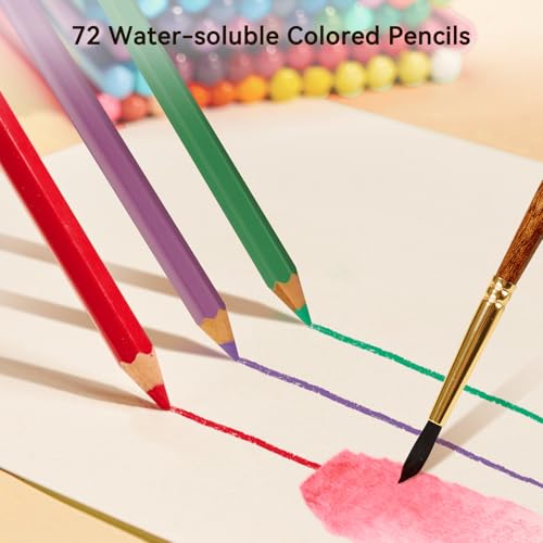 Arrtx 72 Colors Water-Soluble Colored Pencils Set with Nylon Brush - Premium Quality Watercolor Pencil Art Supplies for Drawing, Sketching, and Coloring - Image 3