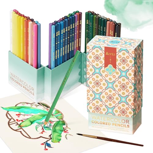 Arrtx 72 Colors Water-Soluble Colored Pencils Set with Nylon Brush - Premium Quality Watercolor Pencil Art Supplies for Drawing, Sketching, and Coloring - Image 1