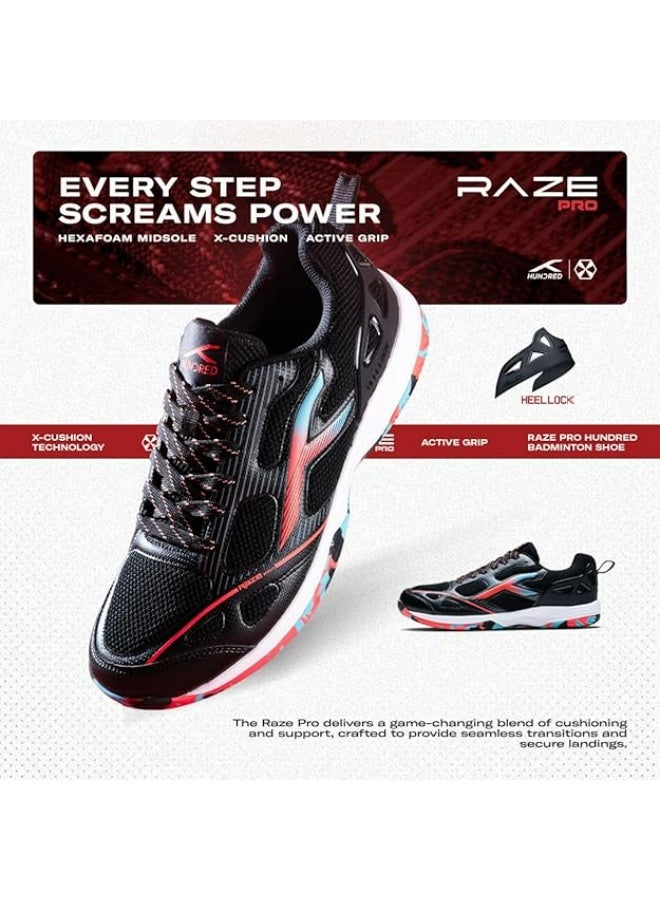 هندرد حذاء تنس الريشة Hundred Raze Pro (لا يترك علامات) | مناسب أيضًا للرياضات الداخلية | خفيف الوزن، يسمح بالتهوية، ومتين | تقنية X-Cushion | نعل Active Grip | قفل كعب ممتد - Image 5