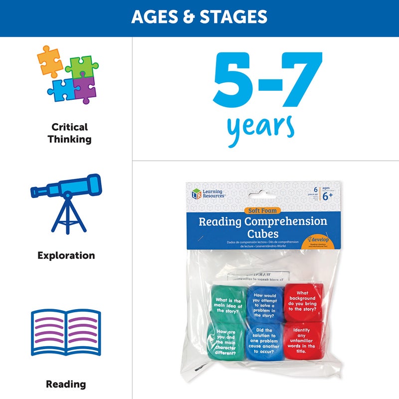 Learning Resources Reading Comprehension Cubes - Set of 6, Kids Ages 6+ Teacher and Classroom Supplies, Reading Aids for Kids - Image 5