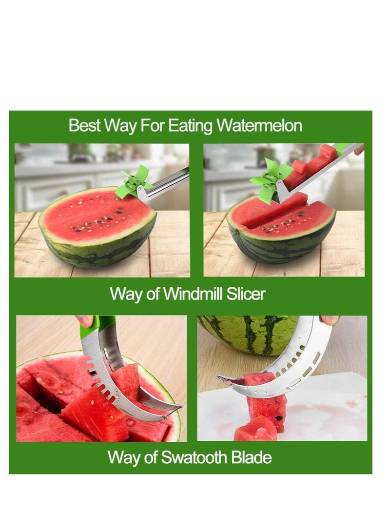 KASTWAVE 2 Pack Watermelon Windmill Cutter, Stainless Steel Watermelon Slicer, Easy Slicer Watermelon, Suitable for Cut Fruit Outs Unique Kitchen Gadgets Watermelon Knife - Image 4