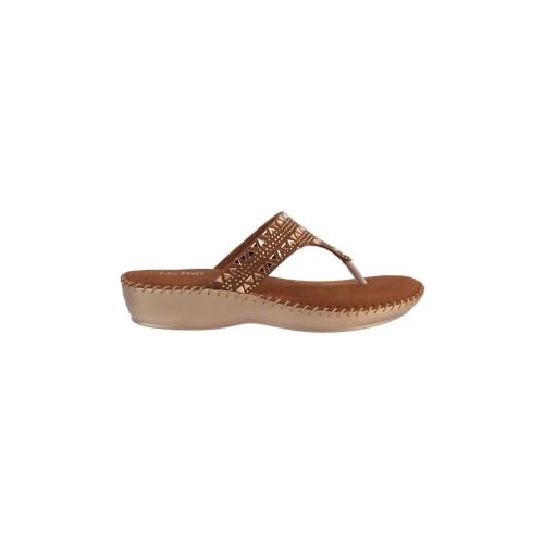 Metro Women Antique Gold Thong Comfort Slip-on Sandal UK/6 EU/39 (44-153) - Image 4