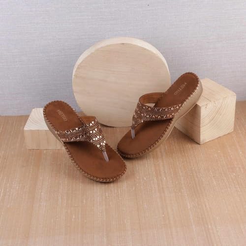 Metro Women Antique Gold Thong Comfort Slip-on Sandal UK/6 EU/39 (44-153) - Image 2