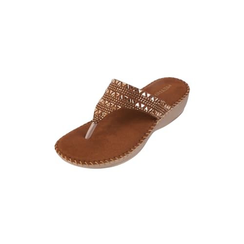 Metro Women Antique Gold Thong Comfort Slip-on Sandal UK/6 EU/39 (44-153) - Image 1