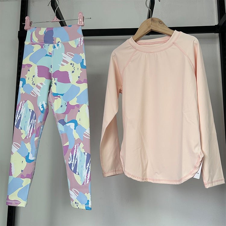 New Comfortable Outer Wear Long-Sleeved Printed Trousers Tight Quick-Drying Breathable Children'S Physical Education Sports Yoga Suit - Image 5