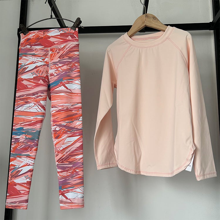 New Comfortable Outer Wear Long-Sleeved Printed Trousers Tight Quick-Drying Breathable Children'S Physical Education Sports Yoga Suit - Image 1