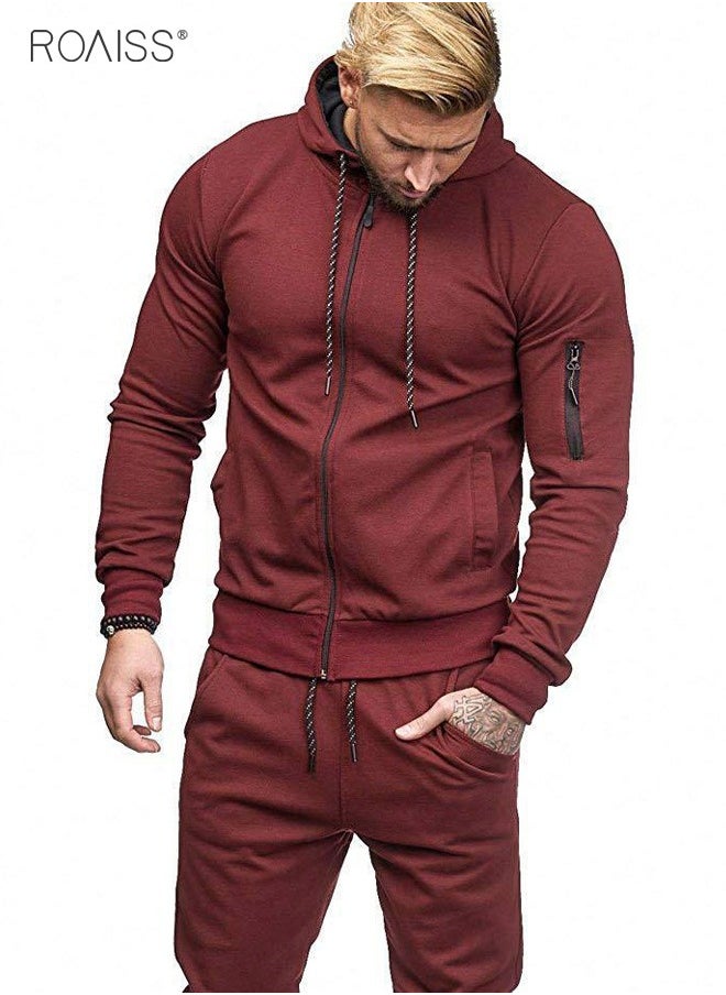 roaiss - Mens Sweatsuits 2 Piece Hoodie Tracksuit Sets Casual Comfy Jogging Athletic Running Sports Suits Full Zip For Men - Image 1