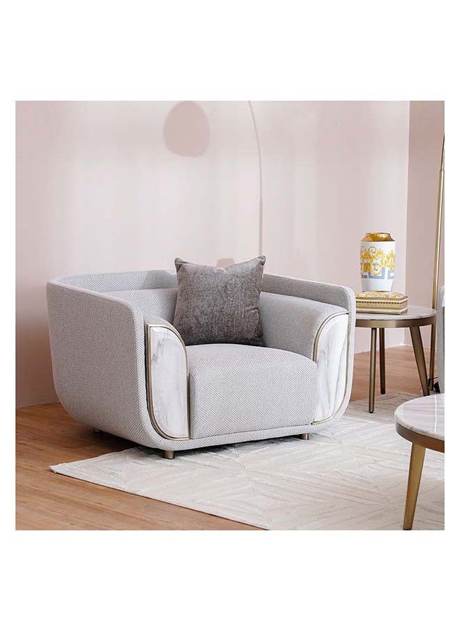 DANUBE HOME Danube Home Trident 1 Seater Fabric Sofa Accent Chair Modern Design One Seat Sofas Comfortable Living Room Furniture L 122 x W 100 x H 75 cm Grey / Champagne  - Image 1