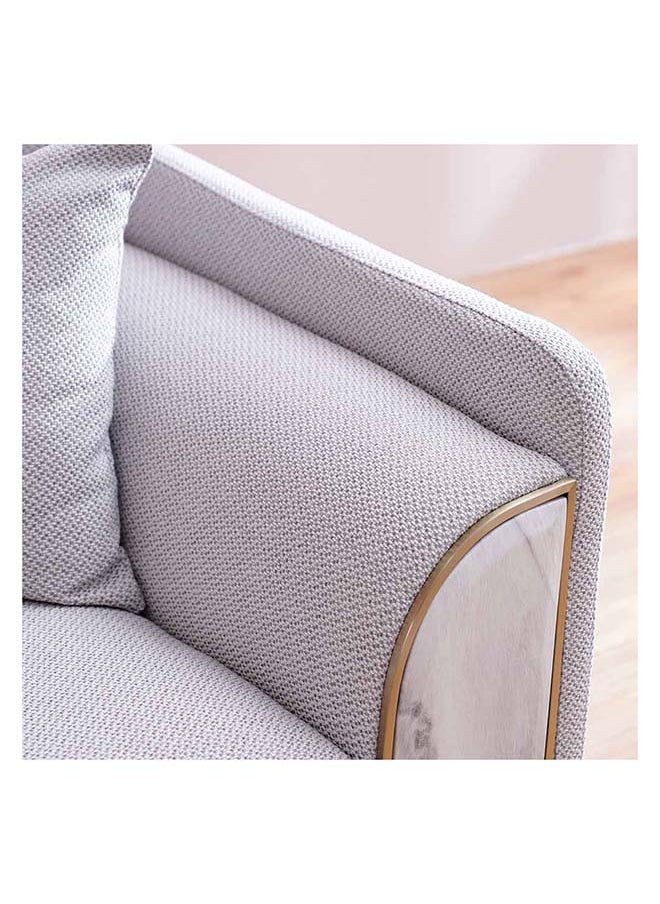DANUBE HOME Danube Home Trident 1 Seater Fabric Sofa Accent Chair Modern Design One Seat Sofas Comfortable Living Room Furniture L 122 x W 100 x H 75 cm Grey / Champagne  - Image 4