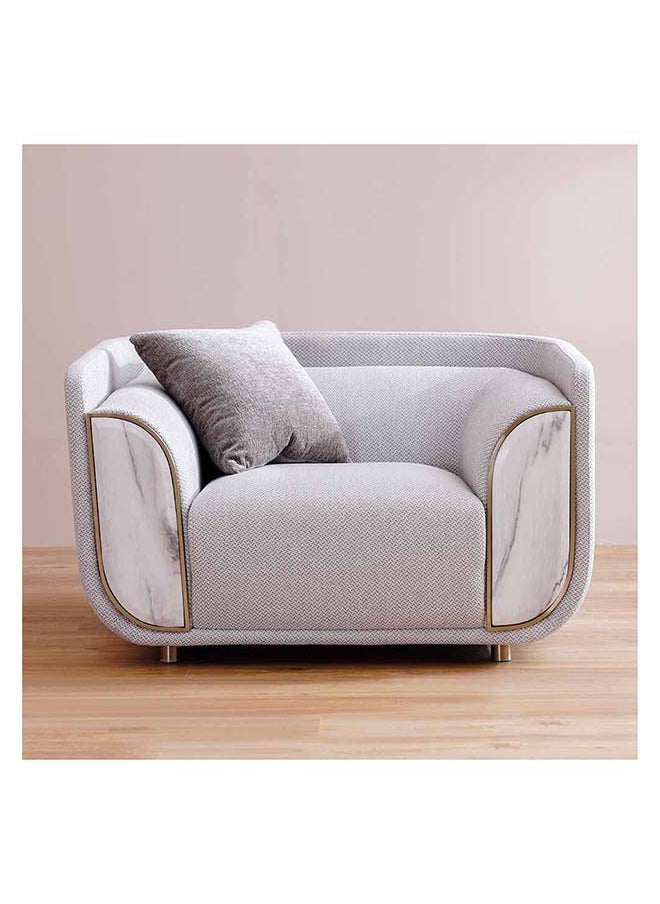 DANUBE HOME Danube Home Trident 1 Seater Fabric Sofa Accent Chair Modern Design One Seat Sofas Comfortable Living Room Furniture L 122 x W 100 x H 75 cm Grey / Champagne  - Image 2