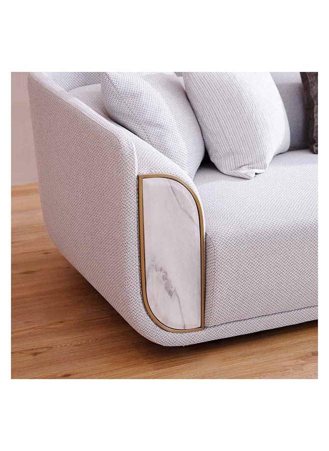 DANUBE HOME Danube Home Trident 1 Seater Fabric Sofa Accent Chair Modern Design One Seat Sofas Comfortable Living Room Furniture L 122 x W 100 x H 75 cm Grey / Champagne  - Image 3