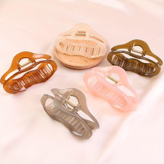 ZUGAD Mini butterfly for girl Half Hair Ponytail Holder Hollow Out Cloud Shaped Hair Claw Clips Trendy Non Slip Hair Grab Clips Ponytail Holders For Women And Girls 8 pc Multi Color - Image 2