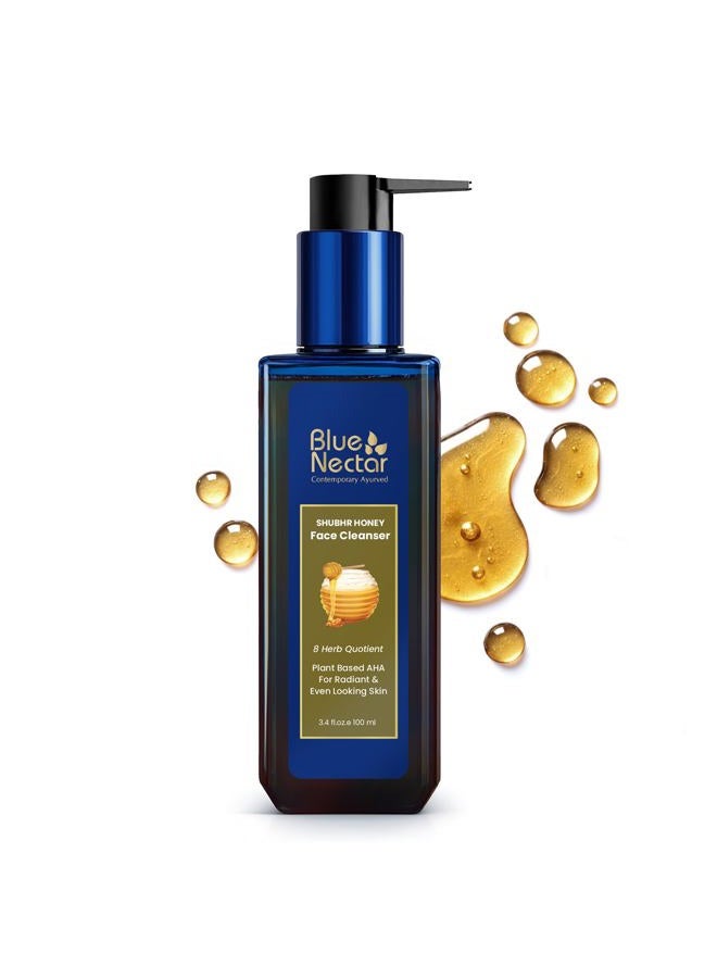 Blue Nectar Ayurvedic Tan Removal Face Wash for Glowing Skin | Honey Aloe Vera Detan Face Wash for Dry Skin, Oily Skin and Combination Skin (8 Herbs, 100ml) - Image 1